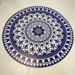 Round Blue & White Mandala Pattern Placemat Set Of 4 PVC
